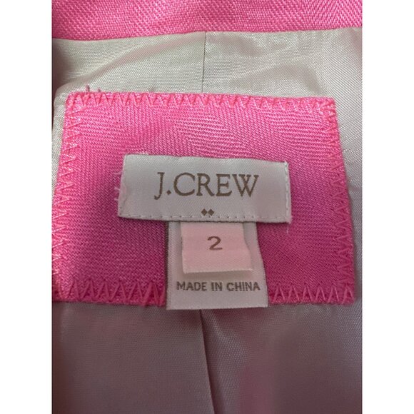 J. Crew Schoolboy Long Sleeve 2 Button Pink Linen Womens Blazer Size 2 - Picture 7 of 10